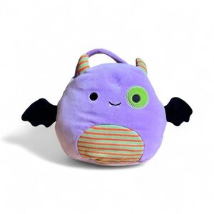 Squishmallows Halloween Treat Pail Plush Bag Purple Monster Bat 11”